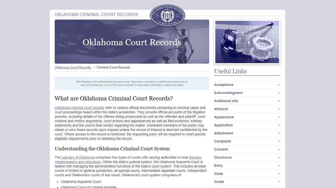 Oklahoma Criminal Court Records | OklahomaCourtRecords.us