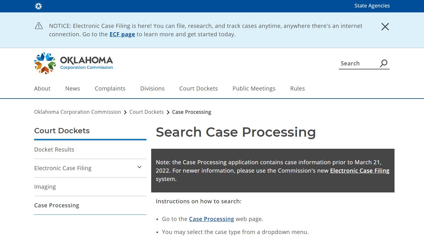 Case Processing - Oklahoma Corporation Commission